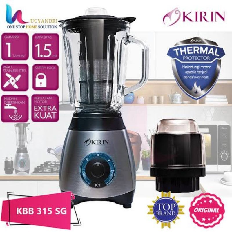 ll kwp KIRIN BEAUTY BLENDER KBB 315 SG 1,5 L LITER KACA GELAS GLASS DRY MILL STAINLESS JUICE JUS JUI