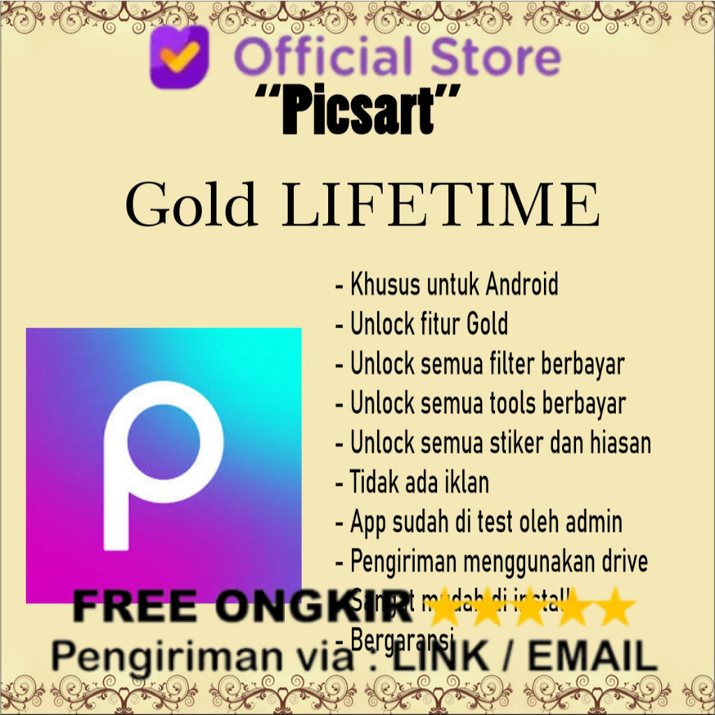 READT picsart v27.2.3 GOLD lifetime aplikasi edit foto dengan hiasan dan stiker UNISTORE888