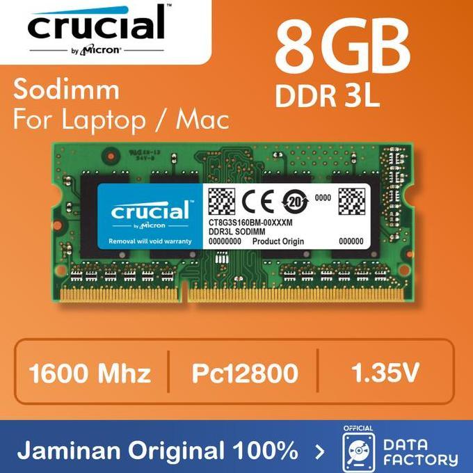 * Ram Laptop Crucial Ddr3L 8Gb Sodimm 1600Mhz Pc12800 Ddr3 1Rx8 Memory *
