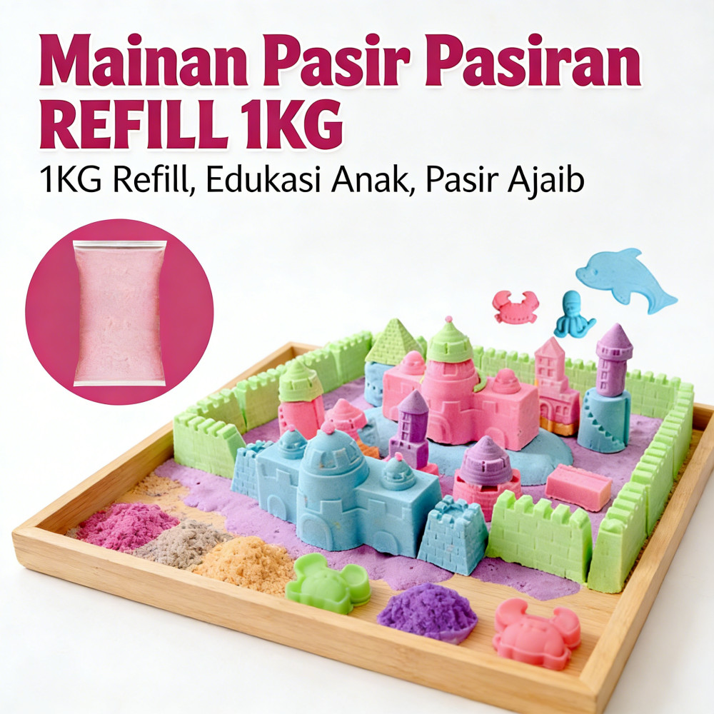 Anak REFILL Play 1KG Edukasi Mainan Pasir Ajaib Pasiran / Mainan Pasir Pasiran 1KG