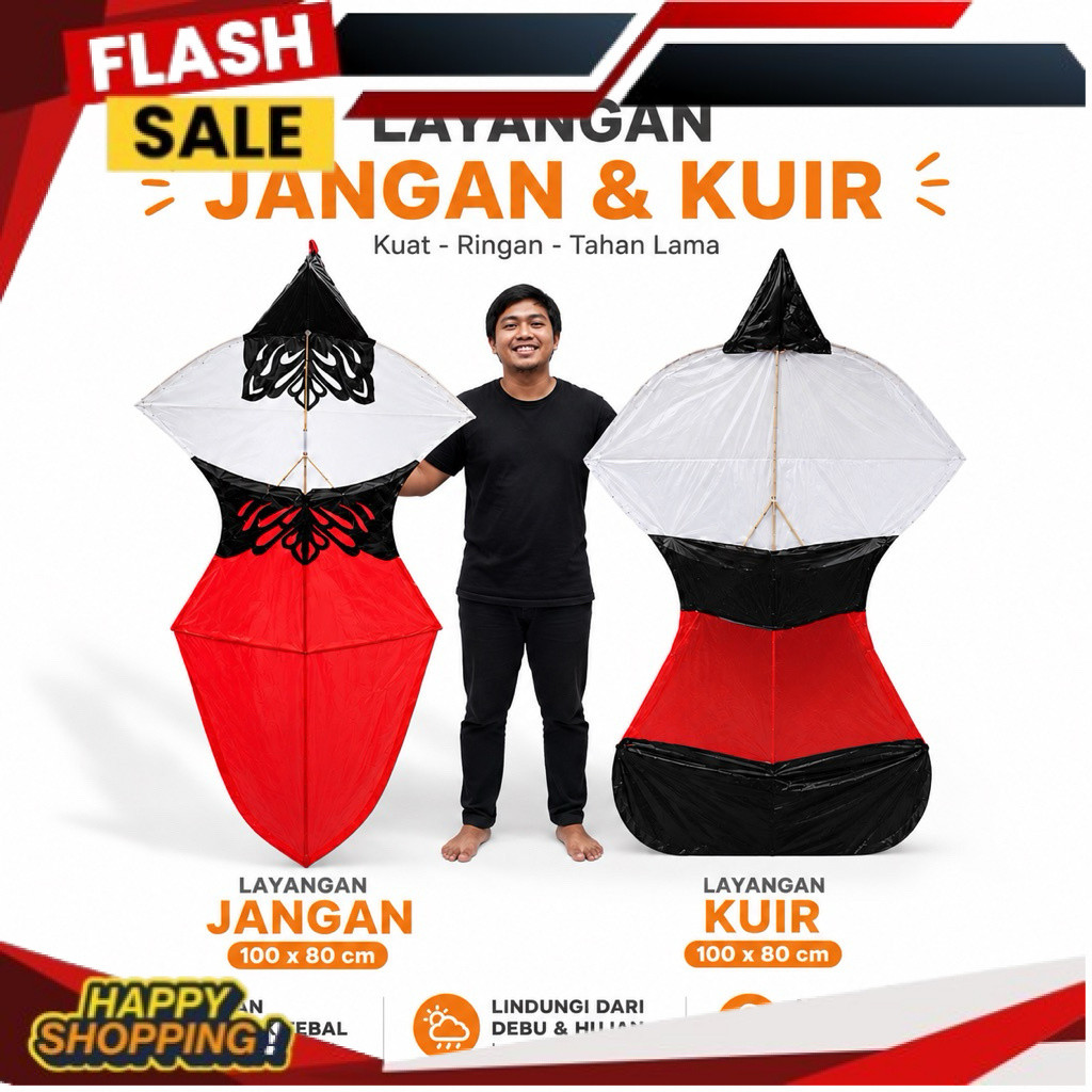 Layangan Jangan  & Kuir Knockdown 1 meter x 80 cm - Layangan Janggan knockdown - Layangan Bali - Lay