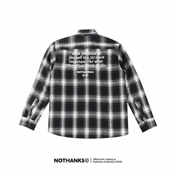 Bundling Flanel Veterano Nothanks Black Kemeja Panjang Pria Wanita Y2K Vintage Motif Unisex Tebal