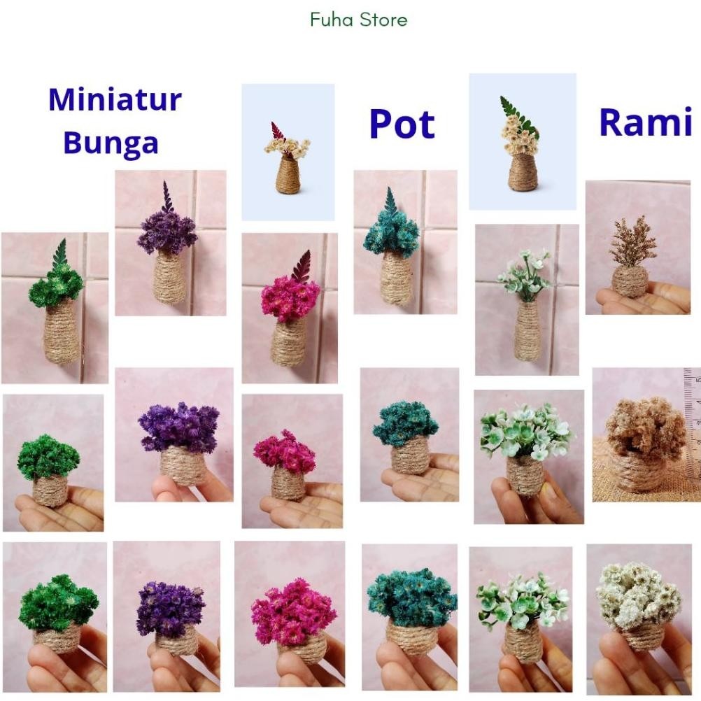 Cocok Semua Kulit Miniatur Bunga Pot Rami / Miniatur Vas Bunga / Miniatur Bunga Edelweis