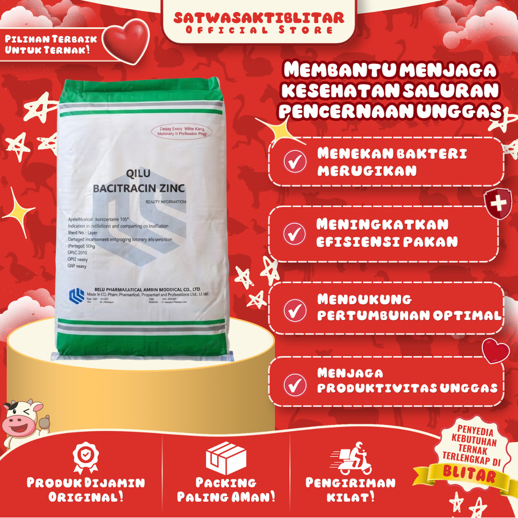 ZINC BACITRACIN 1KG - QILU AGP UNTUK BROILER