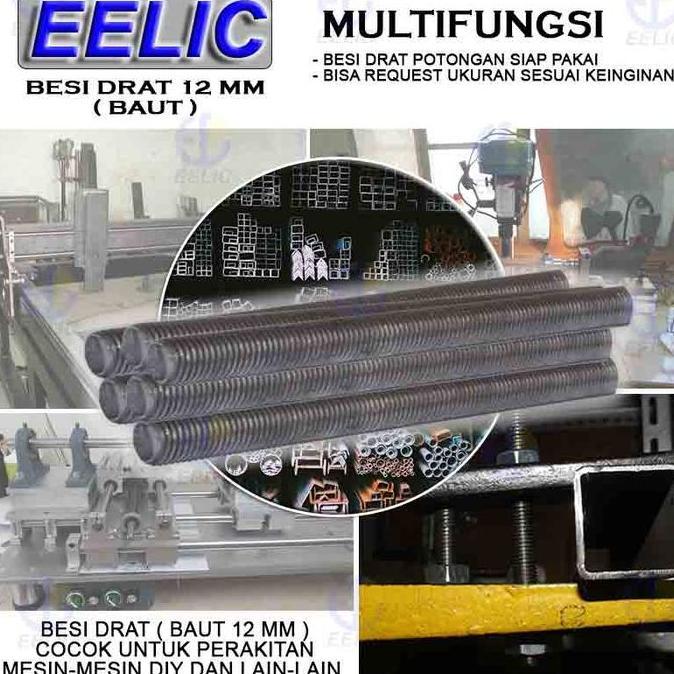 BED-M12X30 BESI DRAT BAUT ULIR DENGAN DIAMETER 12 MM X PANJANG 30 CM