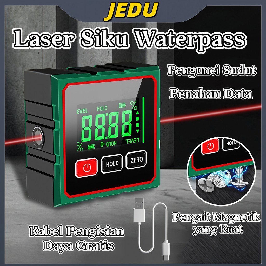 Laser Waterpass Multifungsi Tingkat Digital Siku Akurat Untuk Pasang Keramik Bangunan Meteran Laser