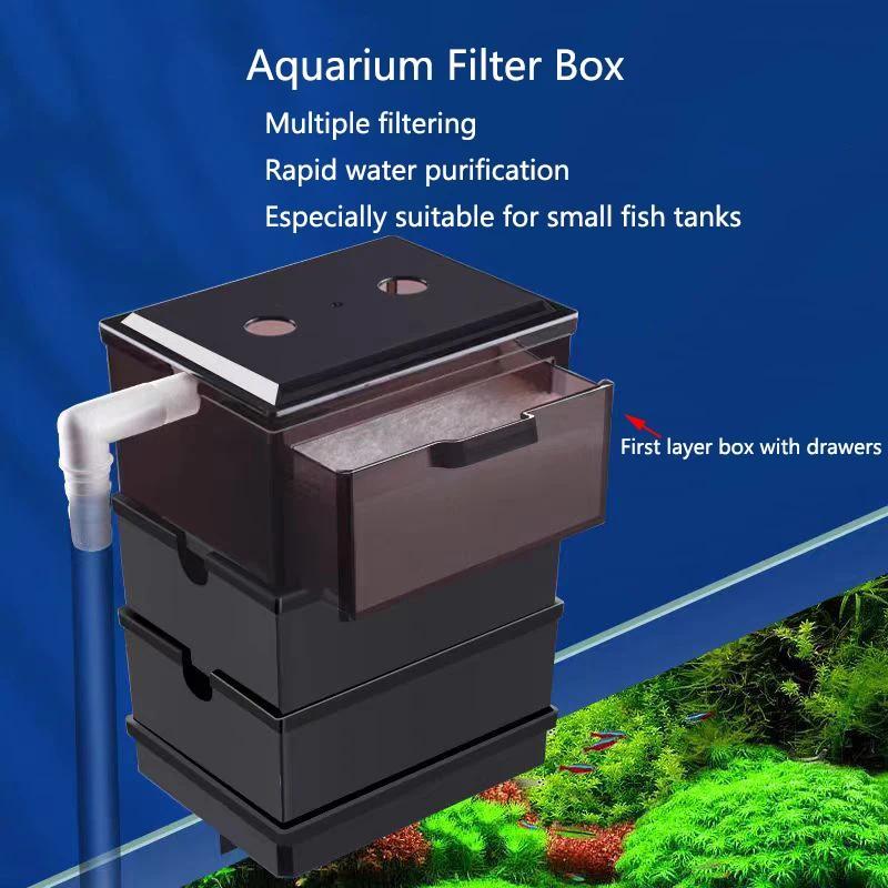 Fish Tank External Filter Box Hang-On Aquarium Filter with Dry-Wet Separation Silent External Suspen
