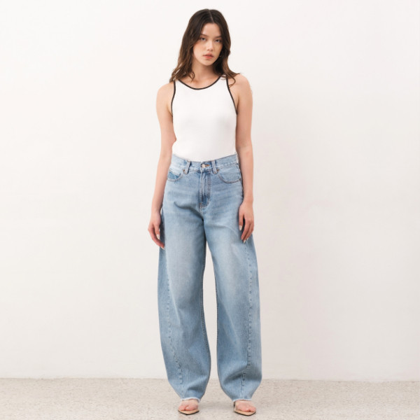 MOM JEANS – Frankie Barrel Jeans Celana Jeans Barrel Cut Wanita