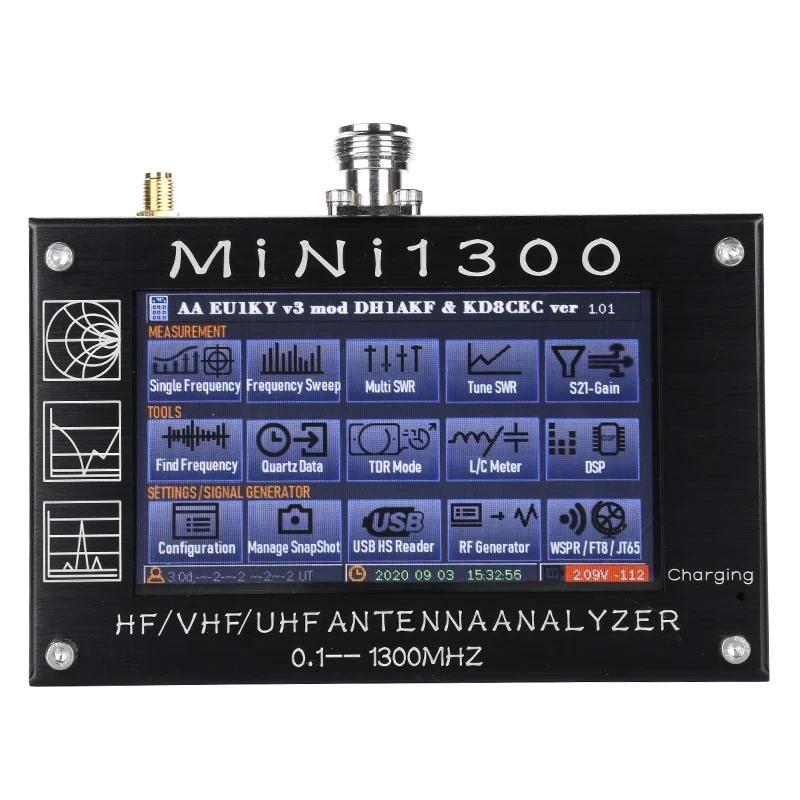 Mini1300 4.3 in LCD Tou Screen 0.1-1300MHz HF/VHF/UHF ANT SWR Antenna Analyzer Meter Tester