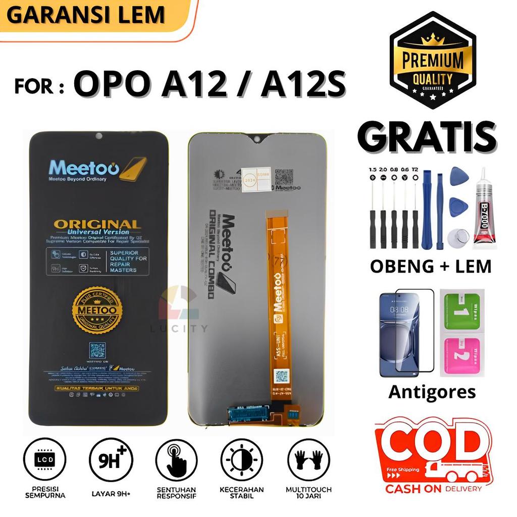 Lcd OPO A12 / A12S OriginaL Fullset Touchscreen Gratis Lem + Obeng + Antigores