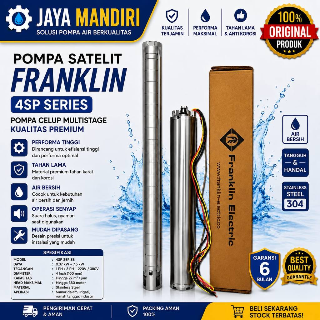 POMPA SATELIT FRANKLIN 3HP 3PHASE 4SP14/7 SUBMERSIBLE PUMP FRANKLIN