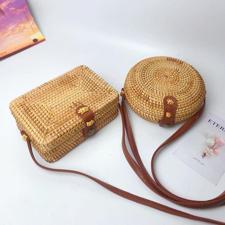 Tas Selempang Anyaman Rotan Kotak Retro Viral - Tas Wanita Estetik Murah