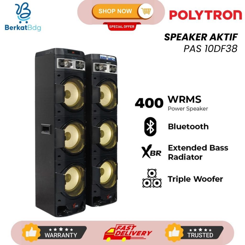 NEW SPEAKER AKTIF POLYTRON PAS 10D28 / 10DF38 / 10DF28 / PAS10DF28 PAS-10D28 / PAS10DF38 (RADIO FM +