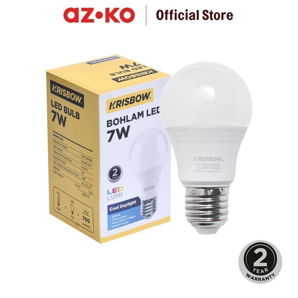 AZKO Krisbow Lumi Bohlam LED 7 Watt 700 Lumens Cool Daylight E27 - Putih Lampu Bulb Light Lampu List