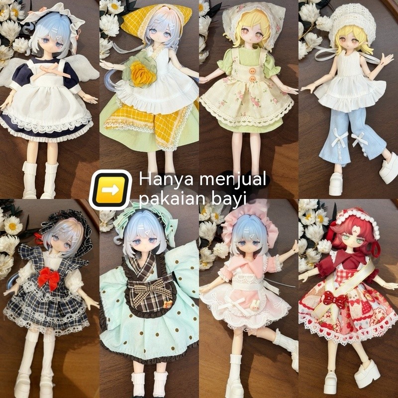 Pakaian boneka baru skala 1/8 dan 1/12 ob11 maid 11-17 cm pakaian bjd