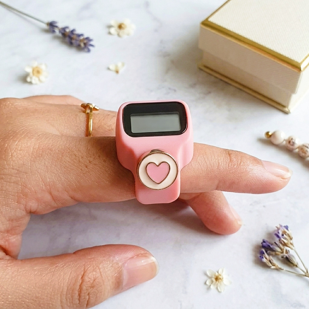 NURMECCA - Tasbih Digital Mini LED Cincin Tasbih Cantik Premium Penghitung Dzikir Tasbih Cincin Hias