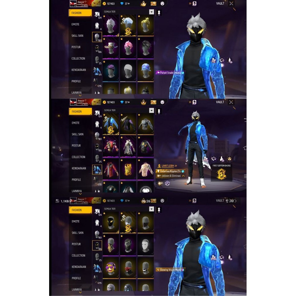 Akun Free Fire Sultan - SG Rapper - Evo Max - Murah