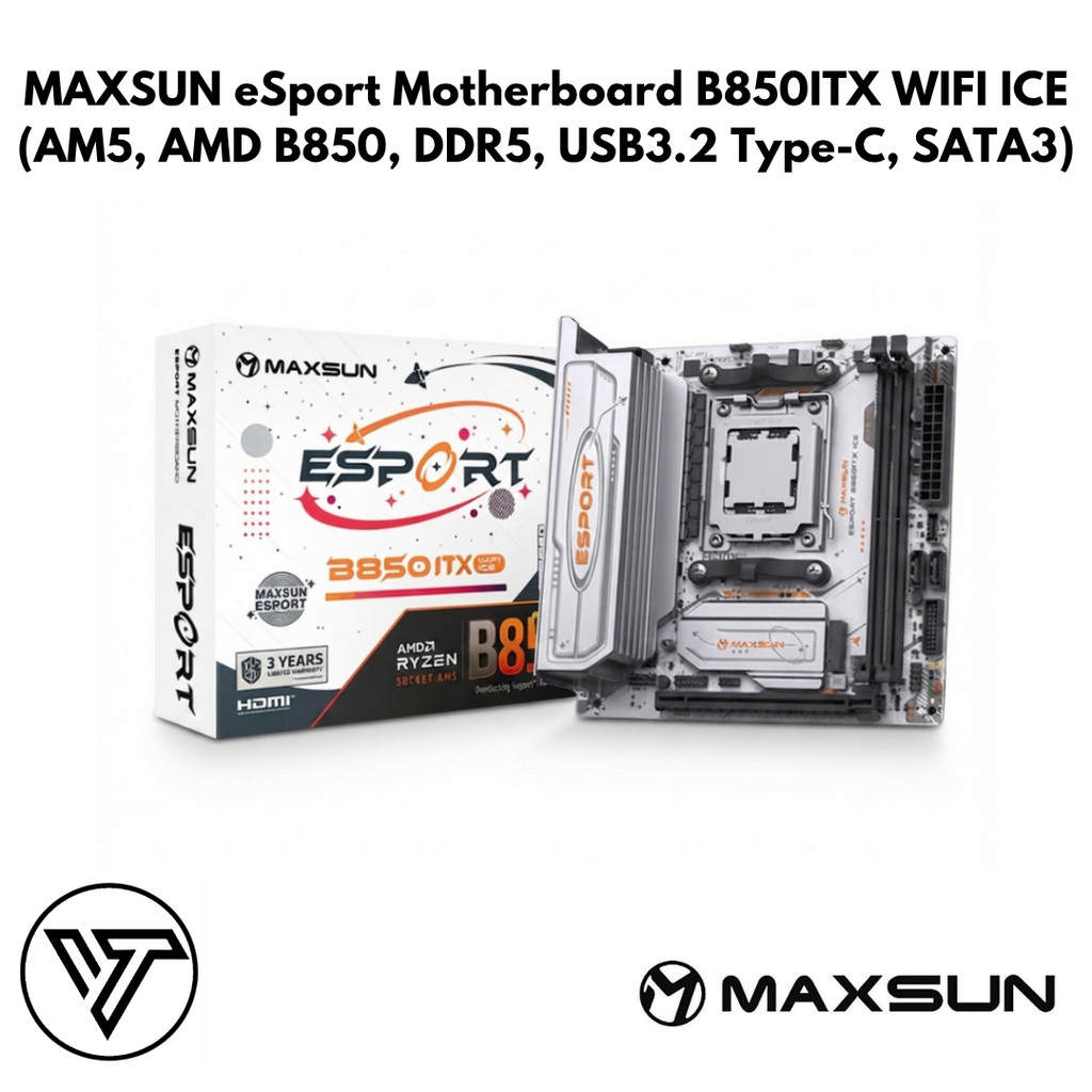 MAXSUN eSport Motherboard B850ITX WIFI ICE (AM5, AMD B850, DDR5, USB3.2 Type-C, SATA3)