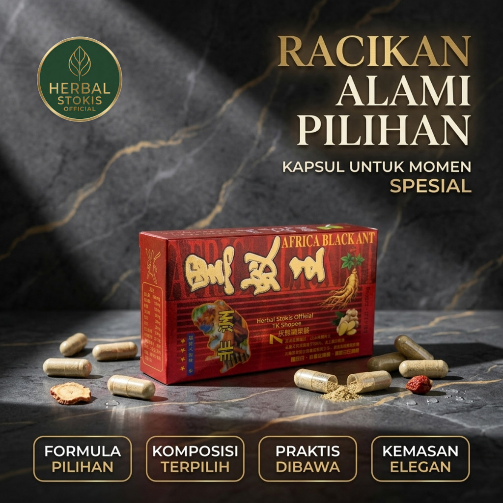 AFRICA BLACK ANT 9 II SEMUT HITAM Herbal Daily Formula (18 Kapsul) – Racikan Herbal Unggulan