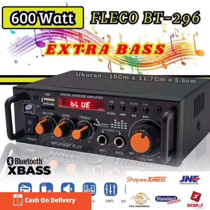 AMPLIFIER ORIGINAL 100% ORIGINAL POWER AMPLIFIER KARAOKE BLUETOOTH SPEAKER 600 WATT FLECO BT-296 - A