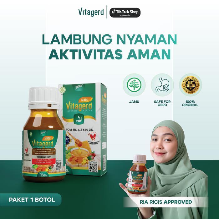 PROMO  Vitagerd Madu Herbal Paket 1 Botol Berat Bersih 350 Gram Solusi Terbaik Asam Lambung Halal & 
