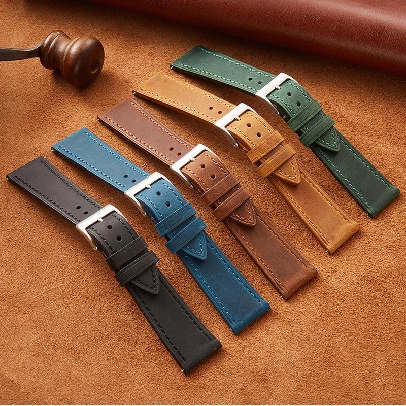 Vintage Watch Strap Quick Release 18mm 19mm 20mm 21mm 22mm Cowhide Watchband Smart  Watch Strap Acce