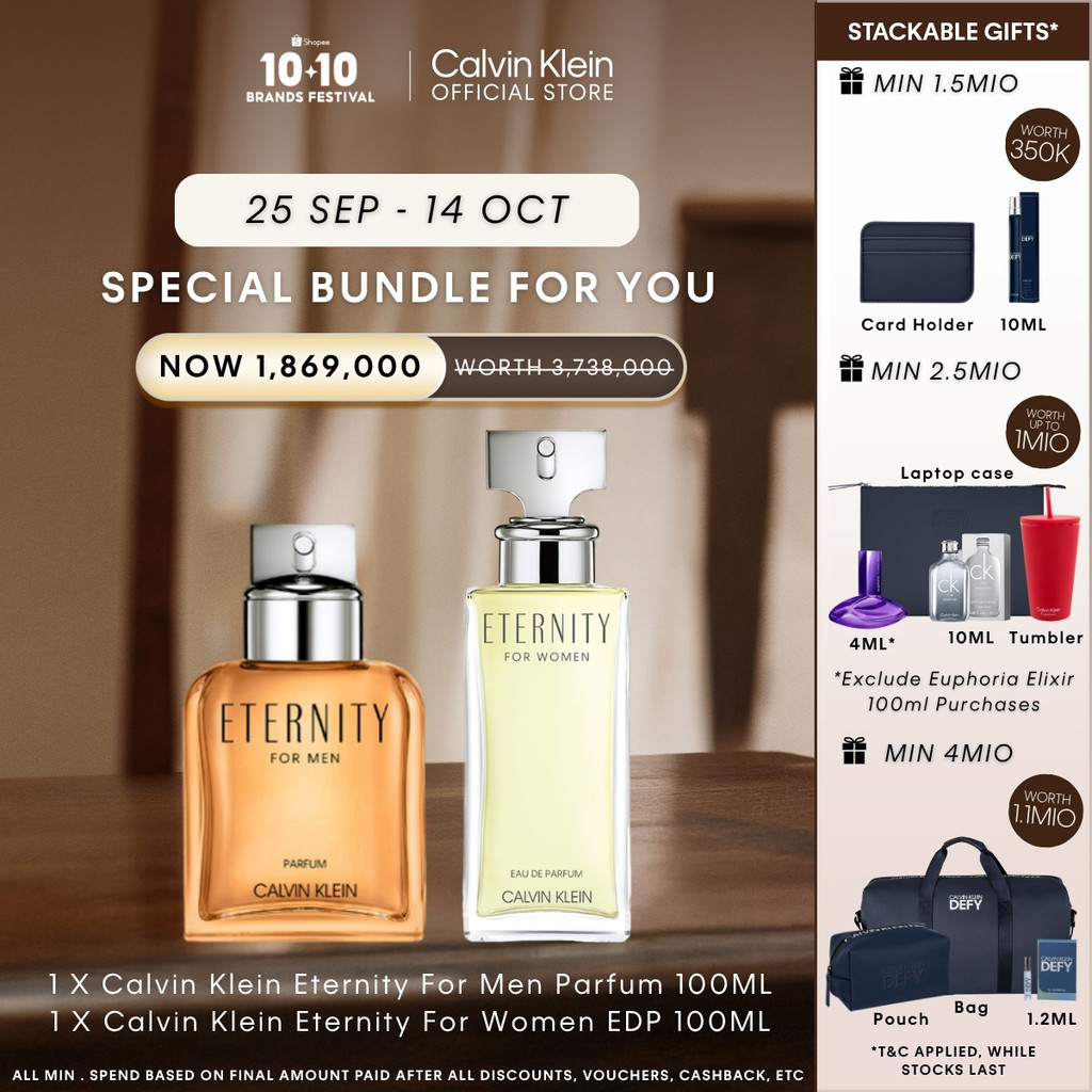 [EXCLUSIVE SET - SAVE UP 50%] Calvin Klein Eternity For Men Parfum 100ml Get CK Eternity For Woman E