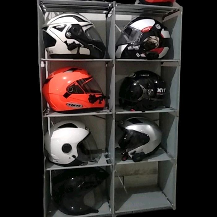 PROMO RAK HELM RAK SUSUN 2 SISI 8 RUANG RAK SERBAGUNA RAK BUKU RAK PORTABEL BAJU RAK MAINAN RAK PAJA