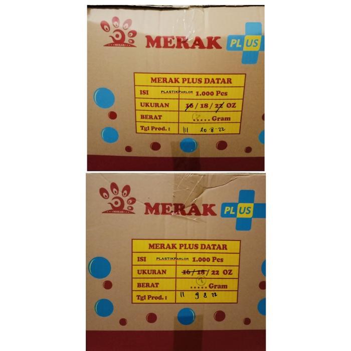 Ready Cup / Gelas Plastik Merak Plus Datar / Oval Uk. 14 Oz, 16 Oz, 18 Oz, 22 Oz 1 Dus - 16 Oz Oval 