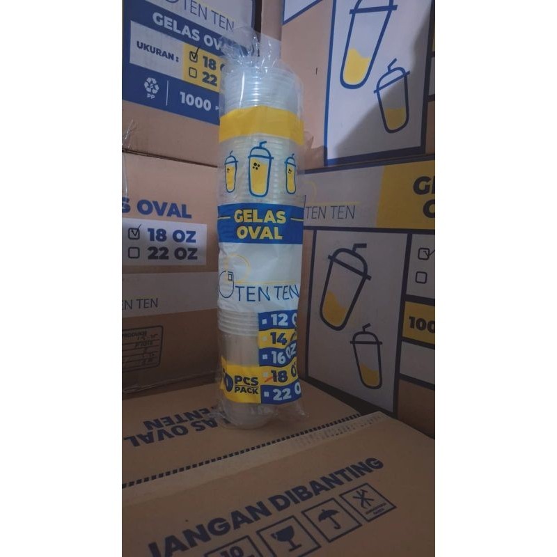 Cup oval UK 12 Oz, 14 Oz, 16 Oz, 18 Oz, 22 Oz paket satu karton
