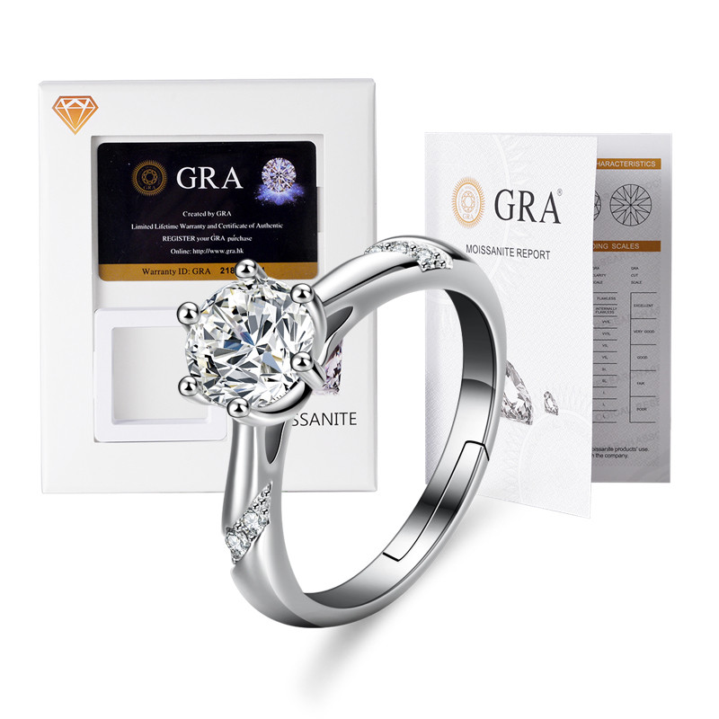 Cincin Moissanite Gra Ori 1.0 Ct Perak Asli 925 Wedding Ring Aesthetic Batu Moissanite Sertifikat GR
