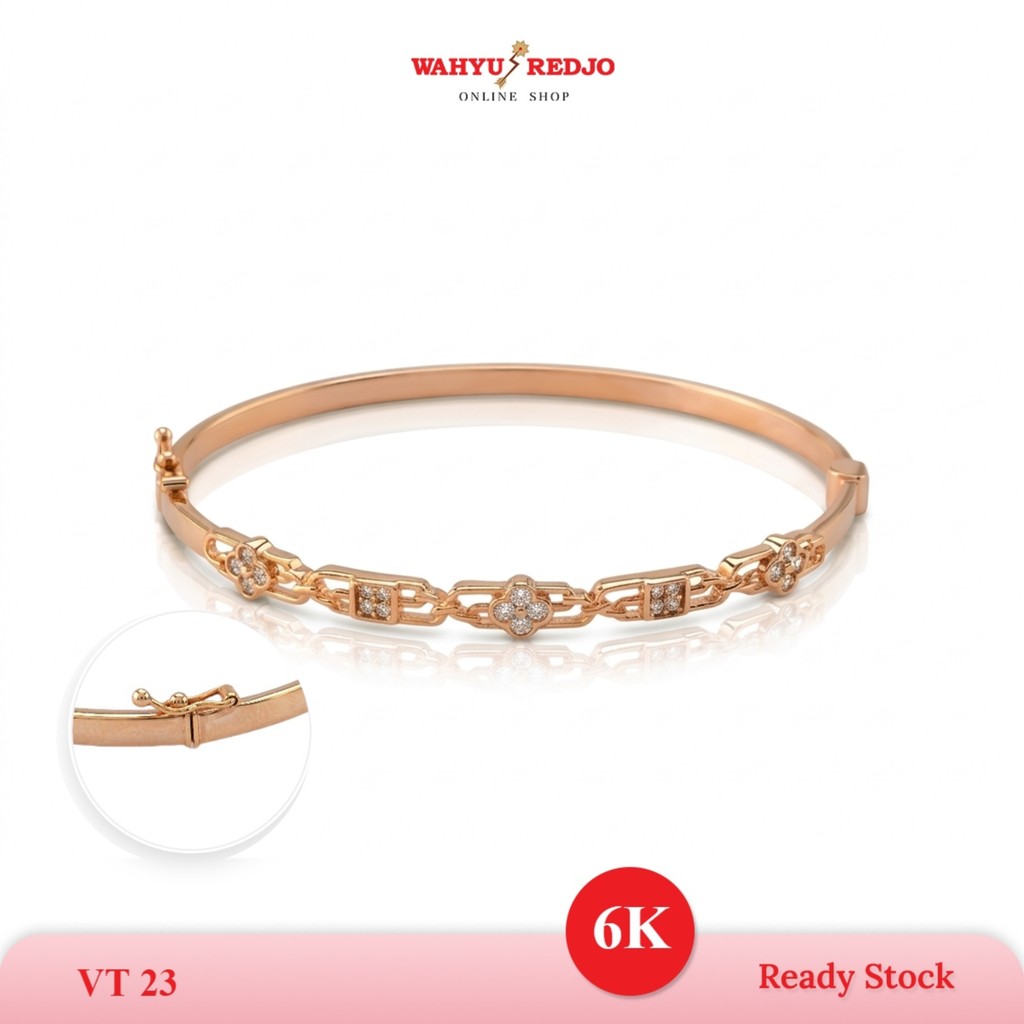 WAHYU REDJO - GELANG EMAS 6K  MODEL OVAL BUNGA MATA (NON PMR)