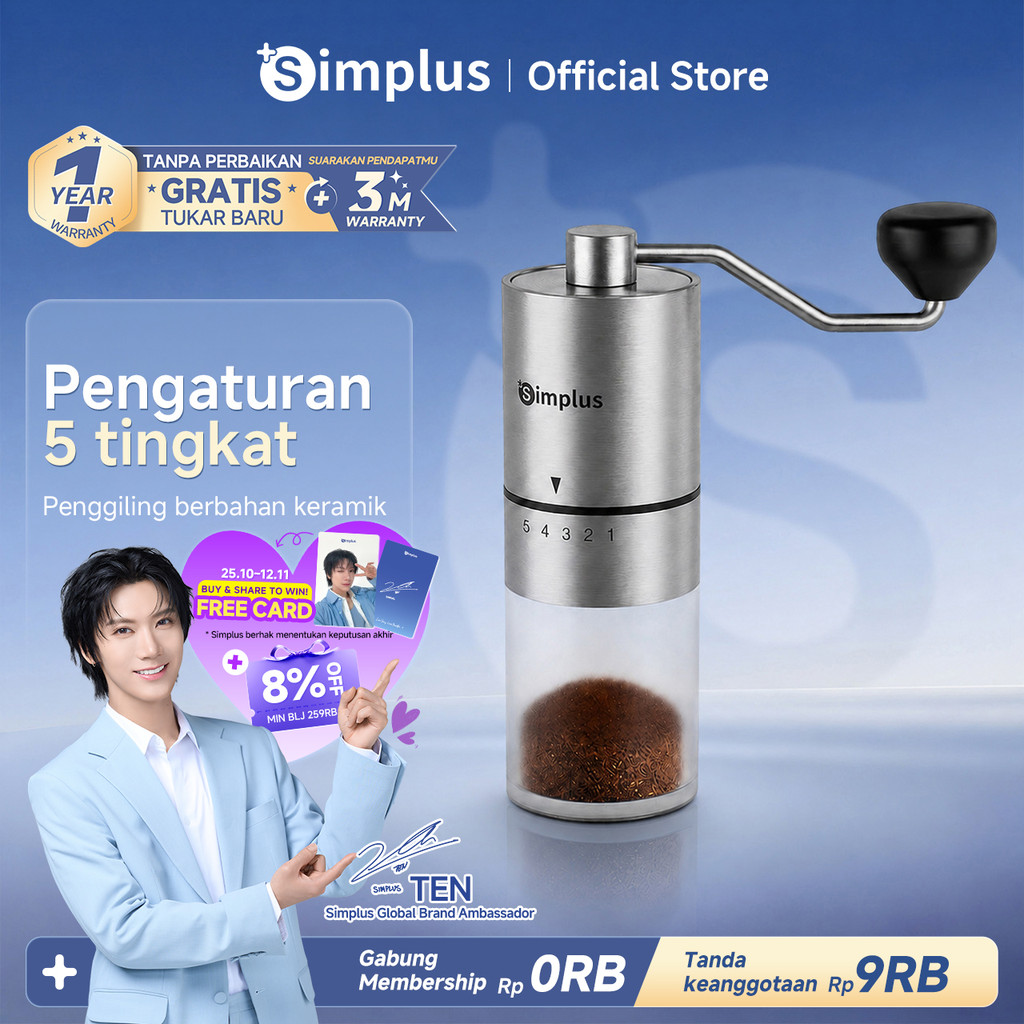 Simplus Penggiling Biji Kopi Manual 25g Coffee Grinder Handheld Manual Baja Tahan Karat