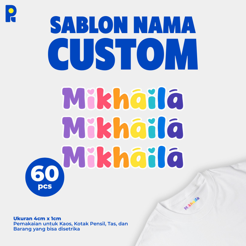 

PIKAPIK 60 Pcs Label Stiker Free Custom Nama DTF Seragam Tepak Topi Serbaguna HIGH QUALITY