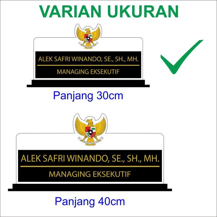 Papan Nama Meja Kerja Akrilik Papan Nama Meja Kantor Kayu - 30cm