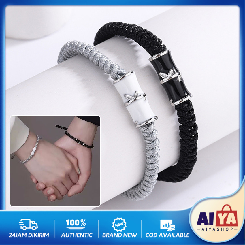 1 Pair Gelang couple Pasangan Bambu Enamel Process Pasangan Gelang Couple Pasangan Hitam Putih Keraj