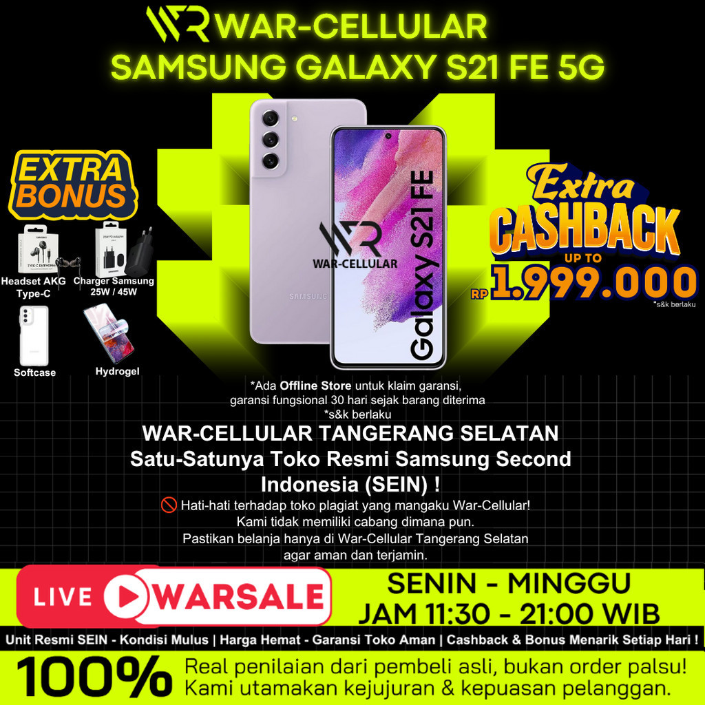 SAMSUNG S21 FE 5G SEIN 8/256GB 8/128GB SECOND RESMI INDONESIA