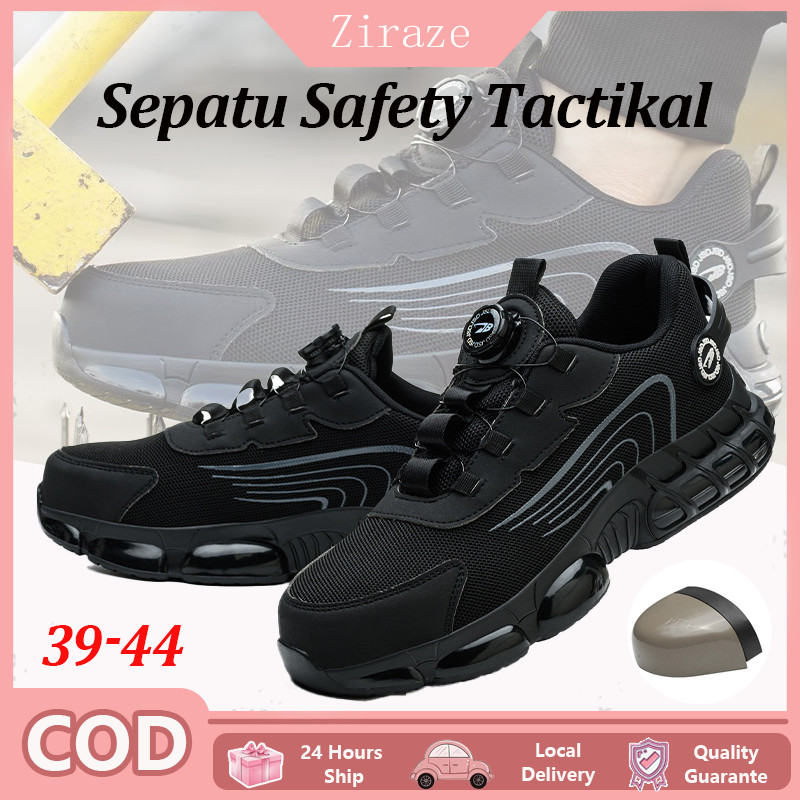 Casual Safety Tactikal Sepatu Safety Casual Tali Putar Ujung Besi untuk Pria dan Wanita Sepatu Casua