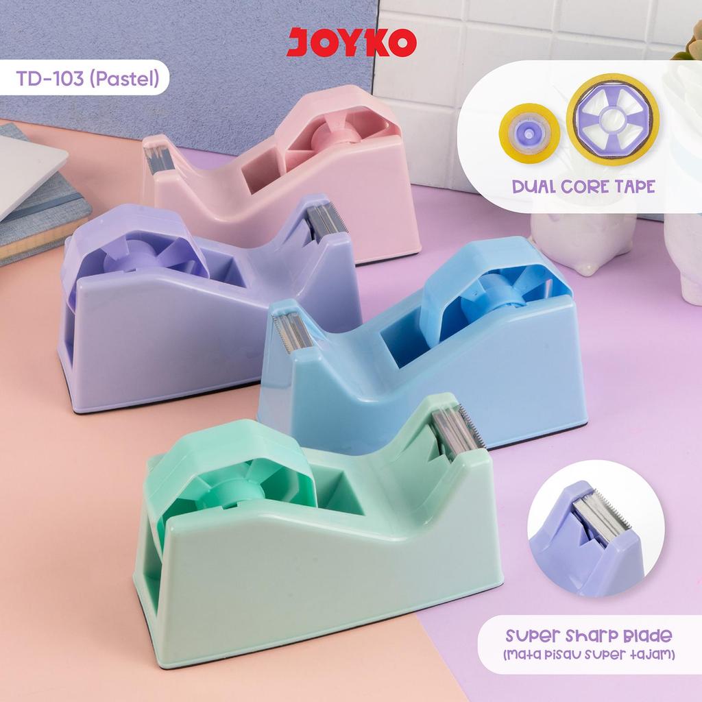 Tape Dispenser Joyko TD 103 PASTEL / Pemotong / Tempat Lakban Isolasi TD-103