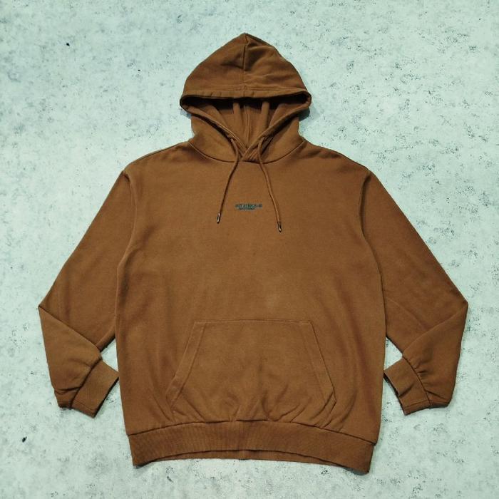 pullover hoodie brown CONSCIOUSNESS HANGTEN jemper coklat casual bahan lembut halus size L murah bag