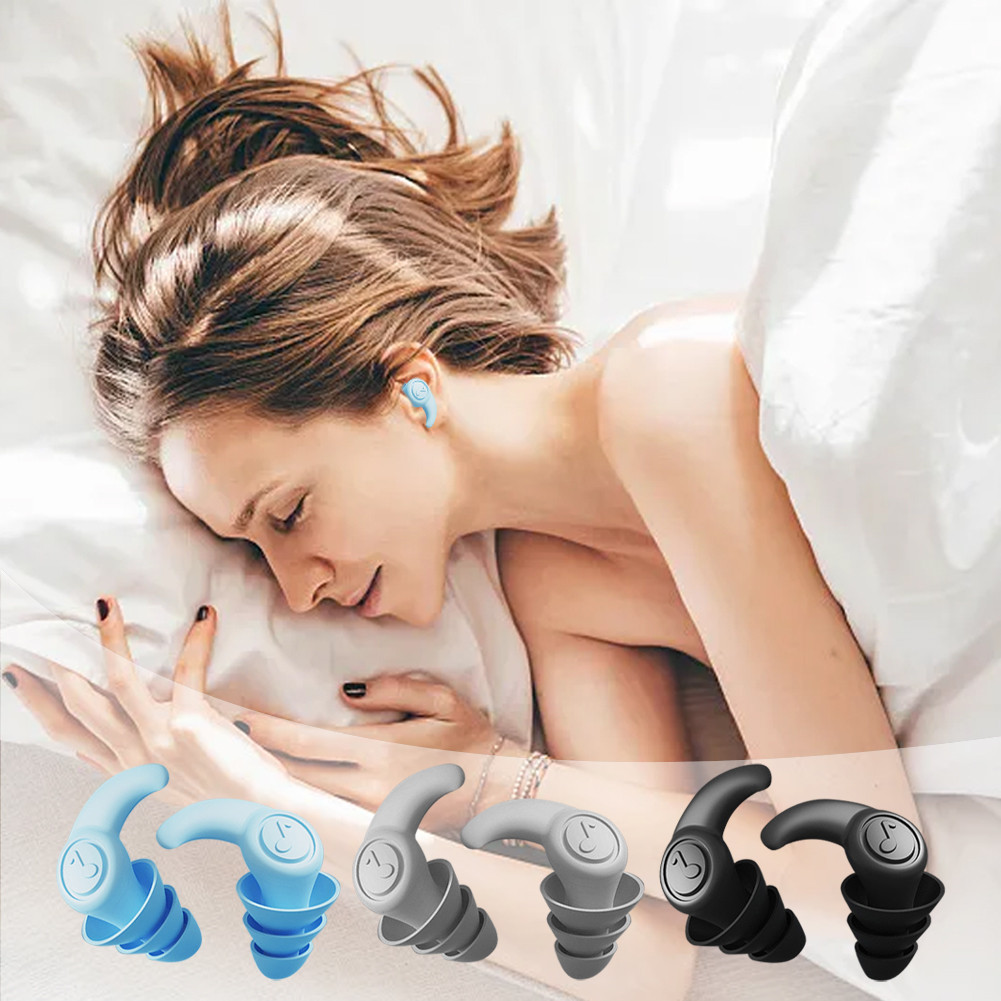 Pelindung Telinga 3 Lapisan Earplug Silikon Nano Peredam Suara Aman Untuk Tidur