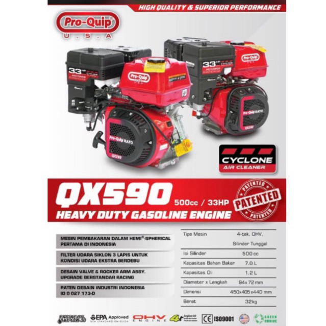 PROMO MESIN PENGGERAK PROQUIP QX590 33 hp kuat dan tahan