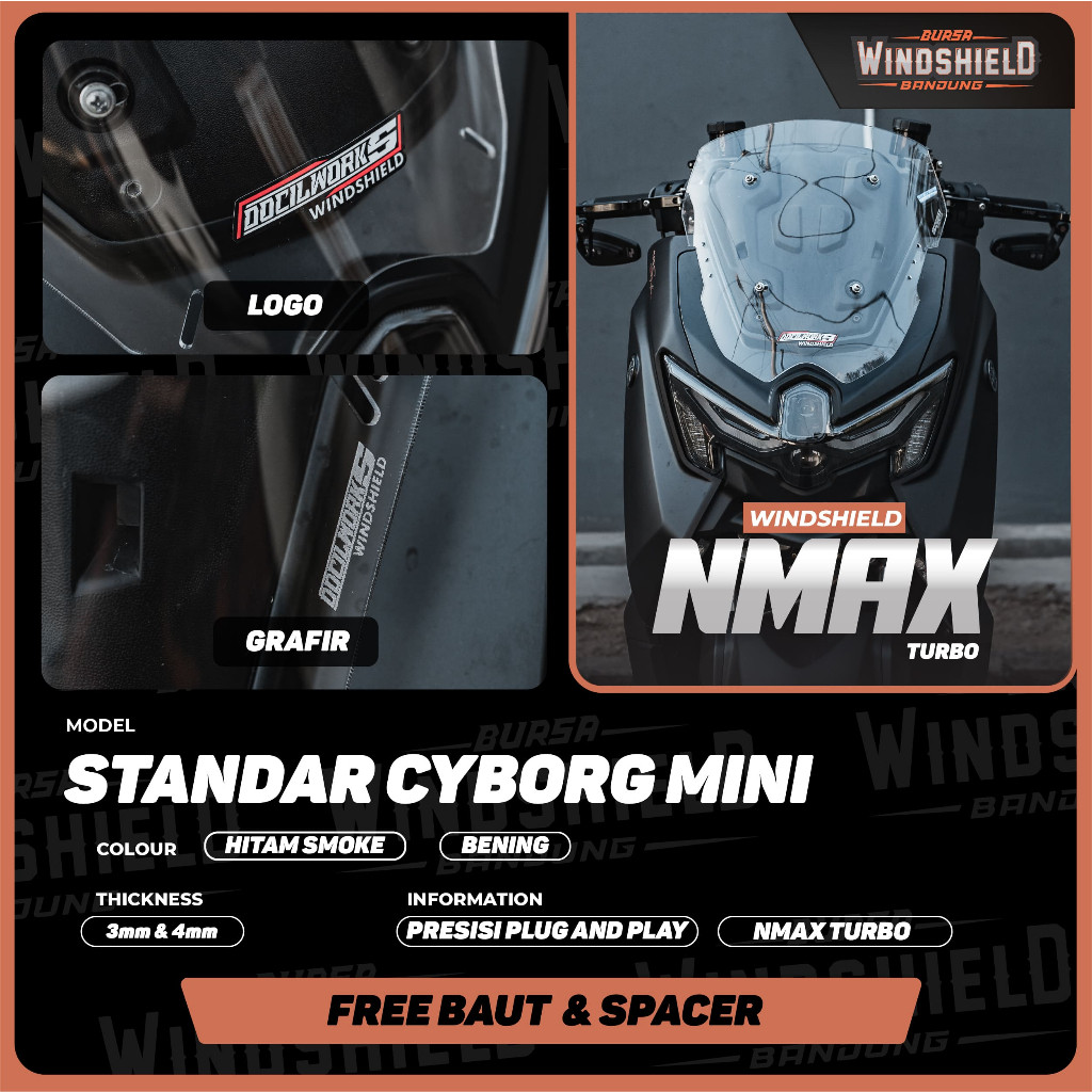 OTOMAX VISOR WINDSHIELD STANDAR CYBORG MINI CEPER TURBO NEO NEO S