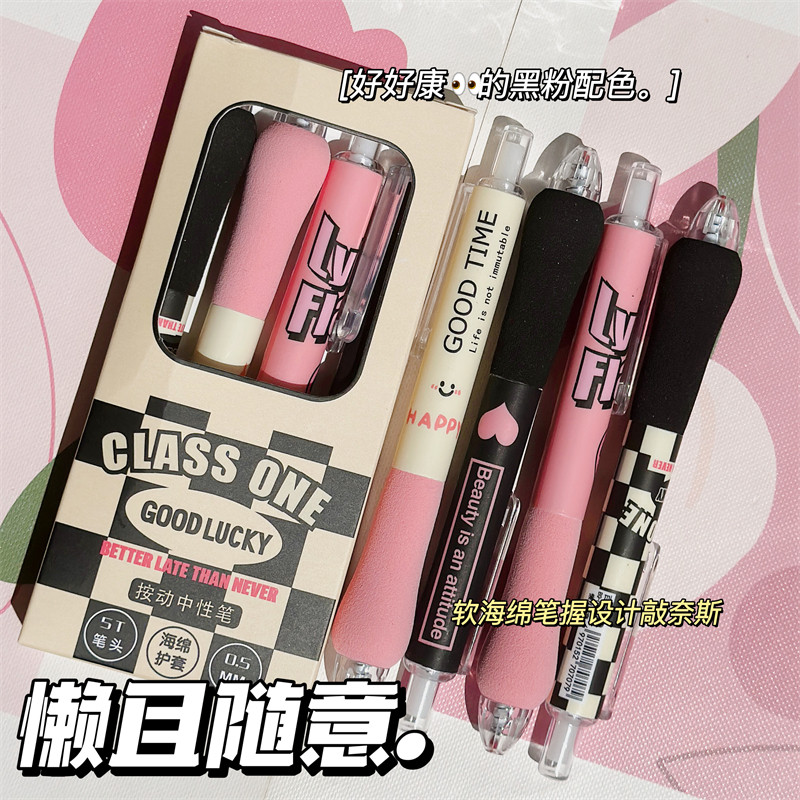 [COD✅4PCS ] Pulpen Gel Aesthetic Pen 0.5mm Korea Tinta Hitam Pena pens Lucu Dan Unik Bulpen Pink Sch