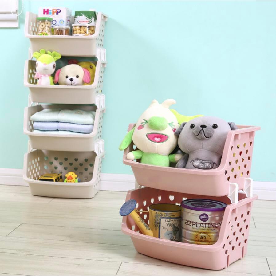 (GAS) keranjang buah 4susun warna pastel / Rak Keranjang Buah | Rak Plastik Multifungsi 4 tingkat | 