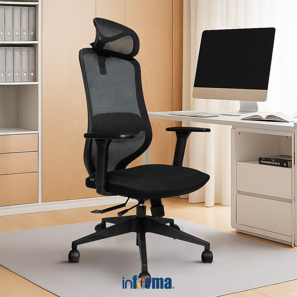 Informa Sieben Koda Kursi Kantor Sandaran Tinggi - Hitam Office Chair Kursi Kerja Kursi Putar Kursi 