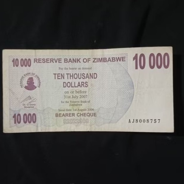 SA265 10000 DOLLAR ZIMBABWE VF/BEKAS