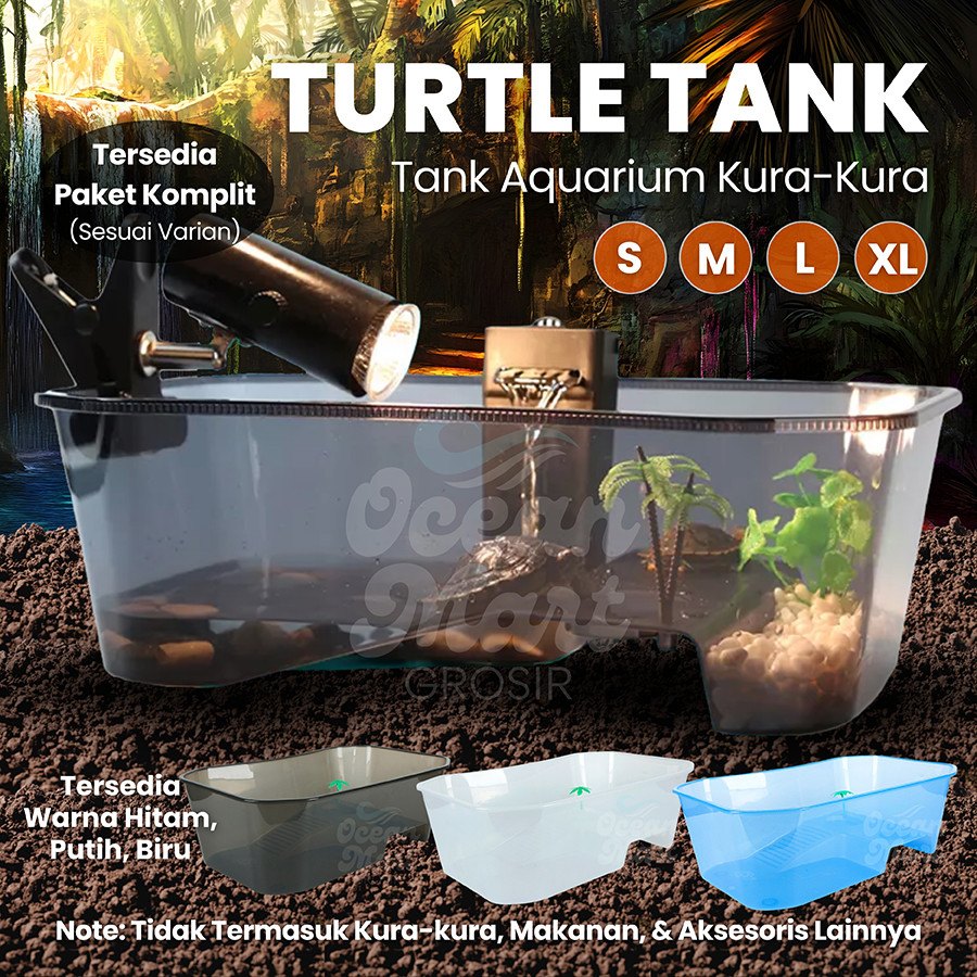 Turtle Tank Size S M Bak Ember Rumah Kandang Vivarium Aquarium Kura Reptile Tempat Basking Torto Kur