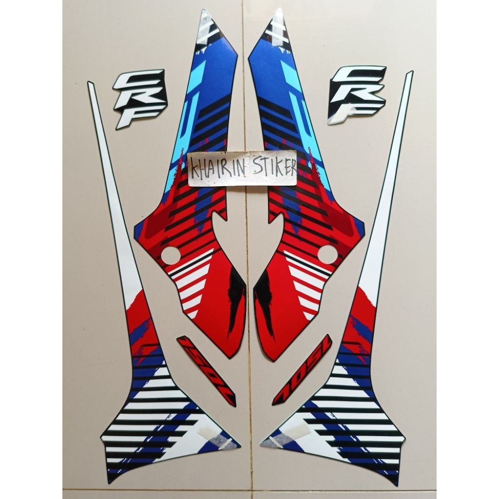 CICISHOP striping stiker crf hitam ful merah biru