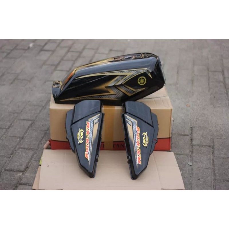 Body Set tangki rx king tahun 2003 warna hitam set striping SE 2003 rx king-Bodi cover komplit Tangk